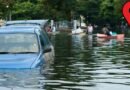 a car in a flooded area